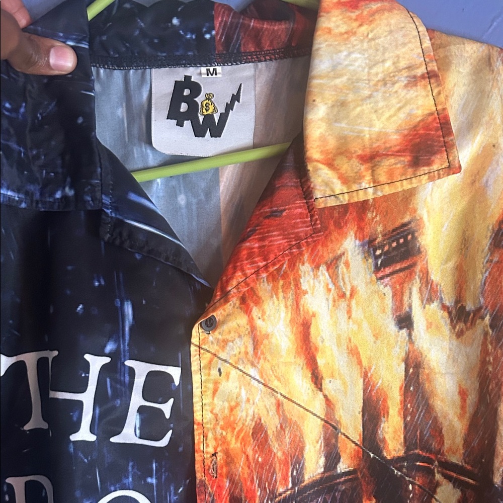 Men's Fiery Graphic Button Down Shirt